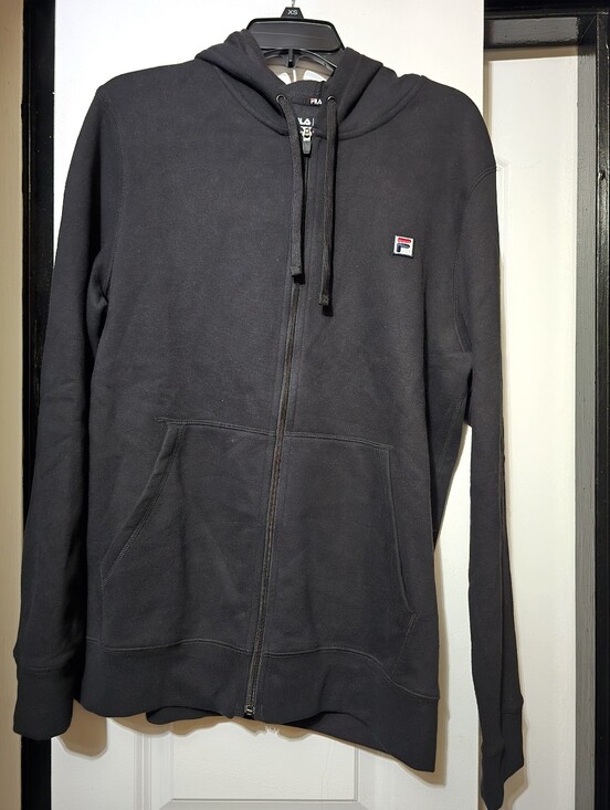 Fila Other - Fila Men's Black Full-Zip Up Hooded Sweatshirt w Small Embroidered Logo - Medium